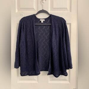 Charter Club Women’s plus size Navy Textured lightweight Cardigan. Size XXL $8